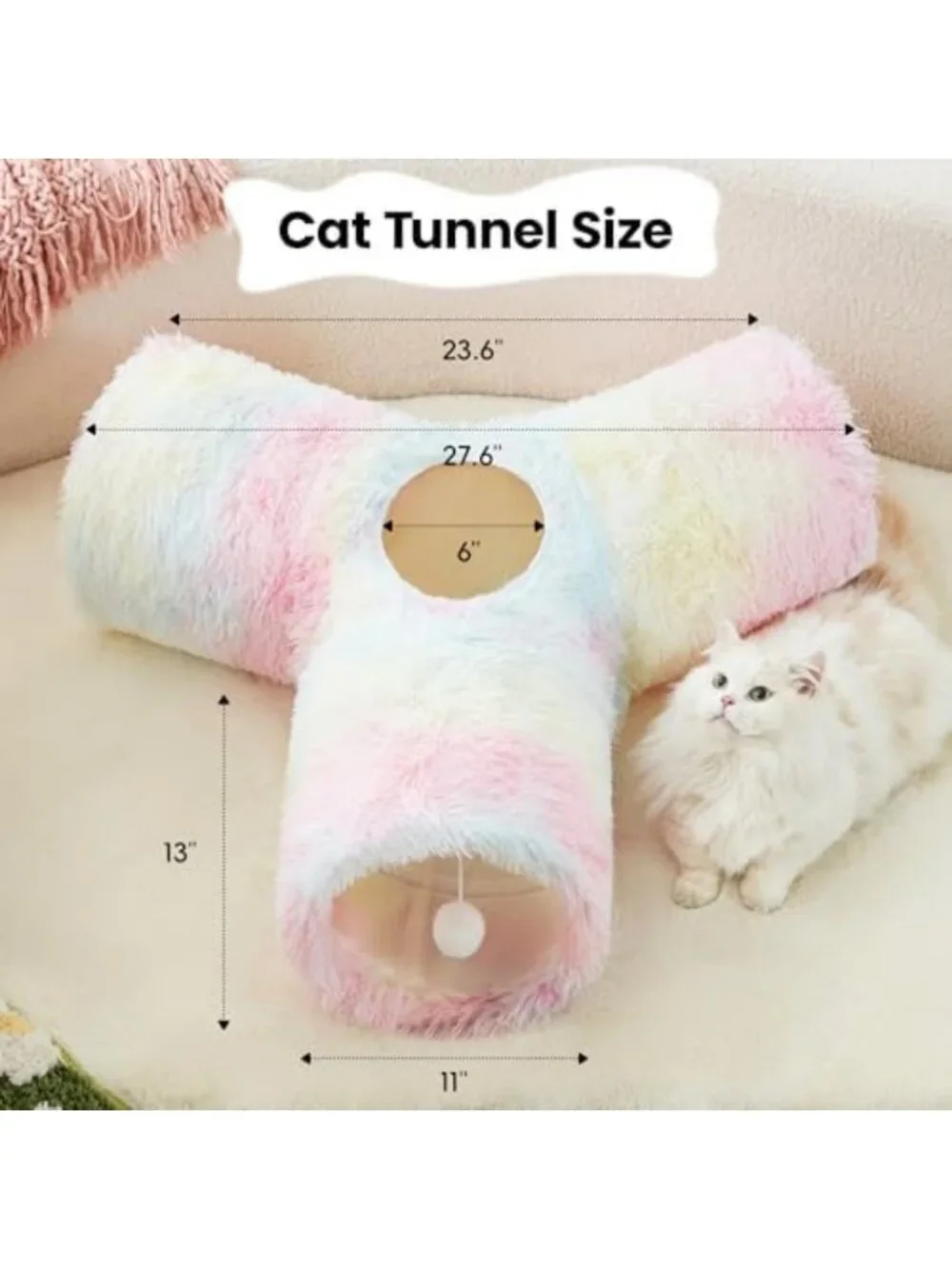 3-Way Collapsible Plush Cat Tunnel - Fun Indoor Toy for Kittens & Small Pets